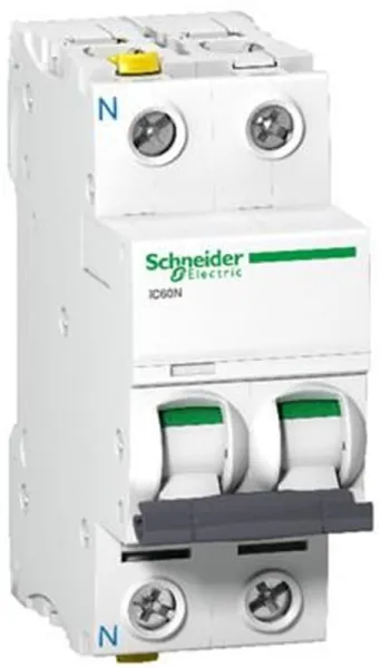 Schneider Electric Acti9 iC60N 1P-N 4A Dobbel terminal C-karakteristikk 6/10kA 230V Bredde 36mm