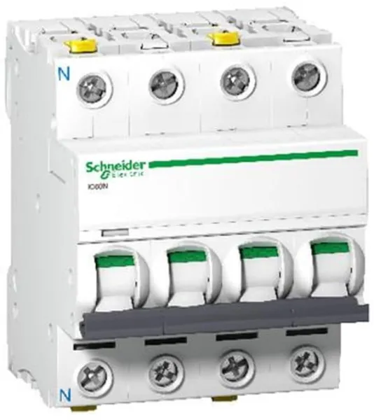 Schneider Electric Acti9 iC60N 3P-N 16A Dobbel terminal C-karakteristikk 6/10kA 230V Bredde 72mm