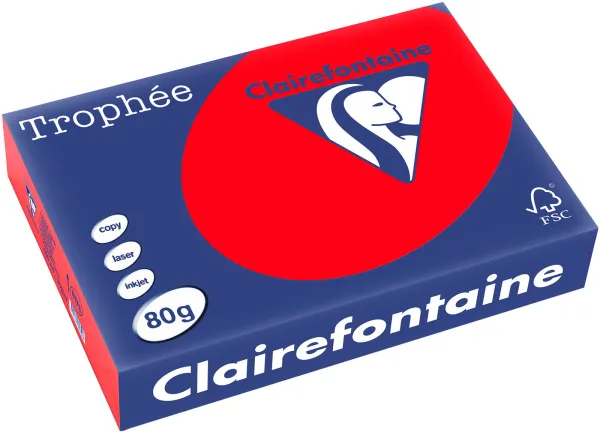 Q-connect Trophee kopipapir A4 80g sterk rød 500 ark